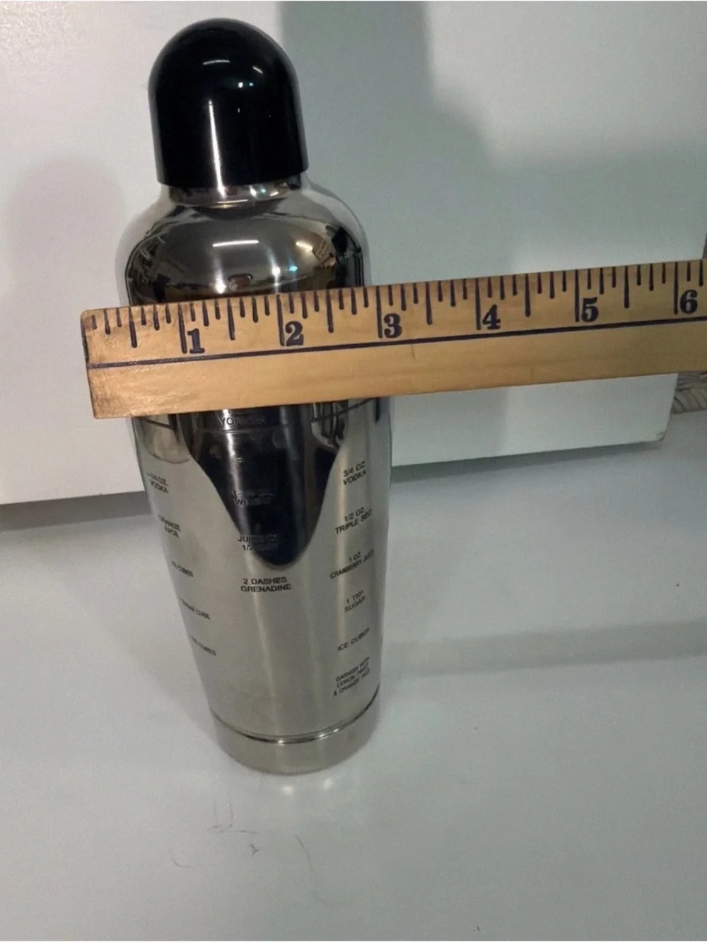 Stainless Steel Cocktail Shaker with Black Cap - Classic Bar Accessory